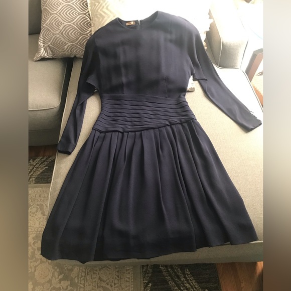 VINTAGE NAVY BLUE OVER THE KNEE DRESS - Picture 2 of 16